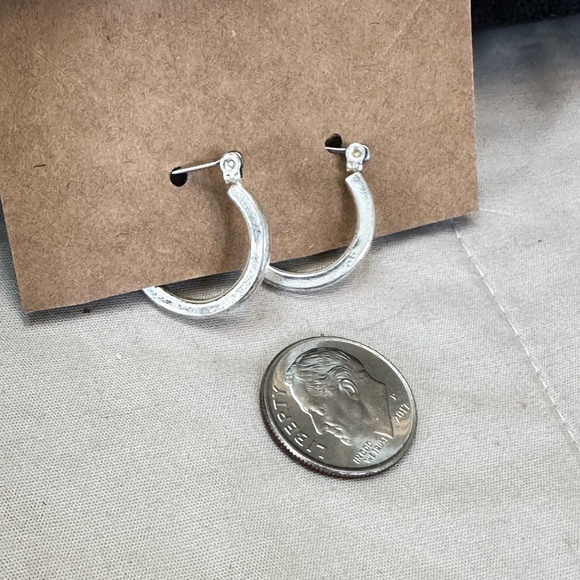 2/$15 Silver tone hinged hoop earrings Thin smooth hoops flat edges. - Picture 6 of 15